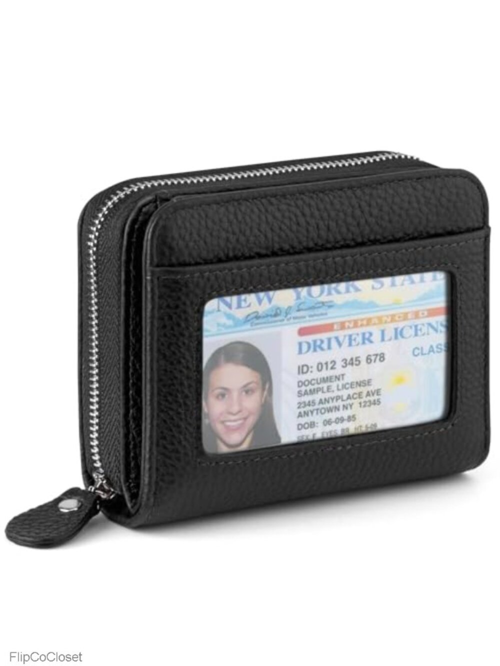 RFID Blocking Genuine Leather Small Wallet Card Holder ID Window